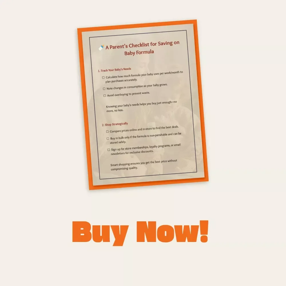 A Parent’s Checklist for Saving on Baby Formula | Printable Digital Download | How to Save on Baby Formula Guide for New Parents, Budgeting Tips, and Smart Shopping Strategies