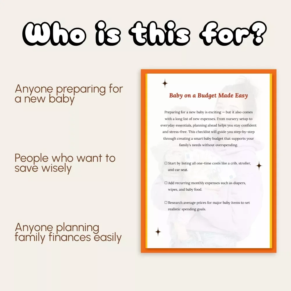 Baby on a Budget Made Easy Checklist | Printable Budget Planner for New Parents | Digital Download Guide on How to Create a Baby Budget, Track Expenses & Save Smart
