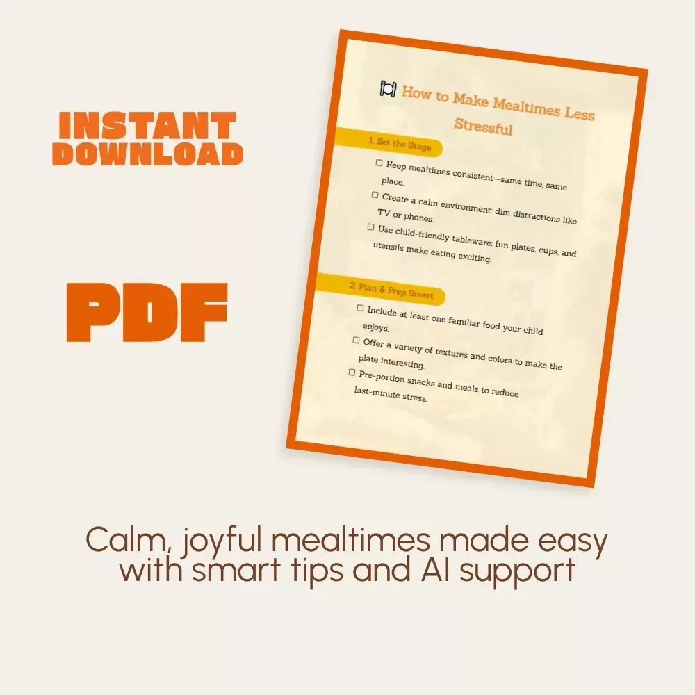 The Calm & Happy Mealtime Checklist | Digital Download for Parents | How to Make Mealtimes Less Stressful | Printable Family Routine Guide for Kids