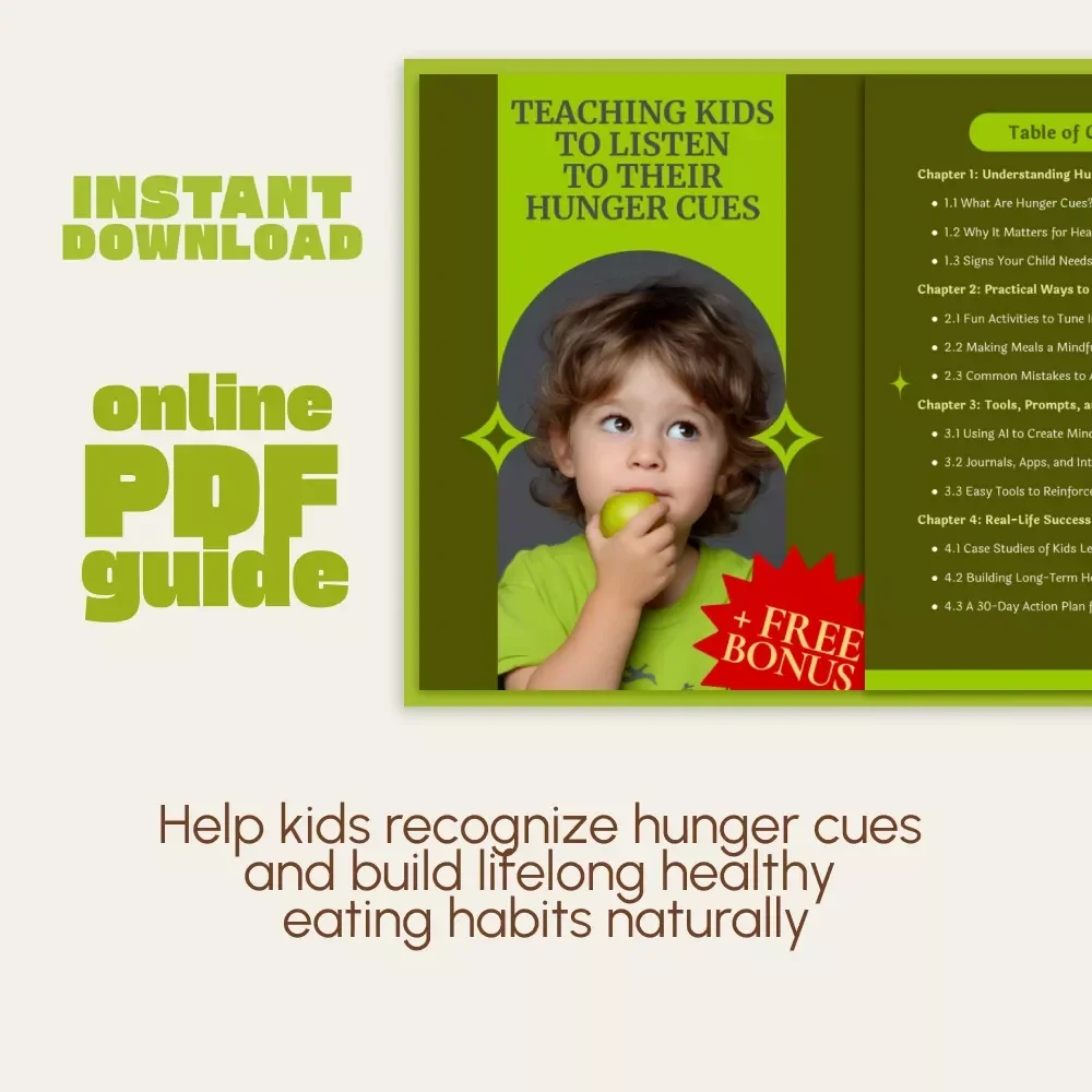 Teaching Kids to Listen to Their Hunger Cues | Printable Digital Guide for Parents | Mindful Eating for Children | How to Teach Kids to Listen to Hunger Cues