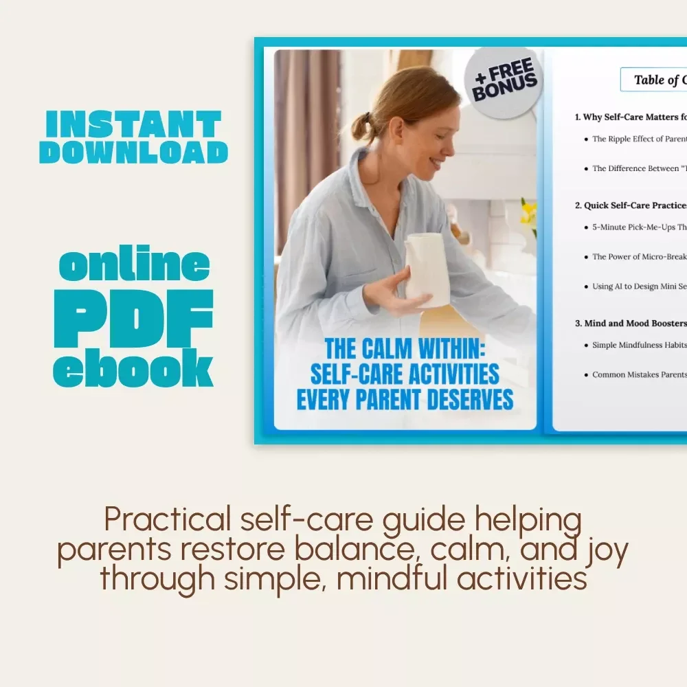 The Calm Within: Self-Care Activities Every Parent Deserves | Printable Digital Download for Moms & Dads | Mindfulness, Parenting Balance & Self-Care Guide eBook