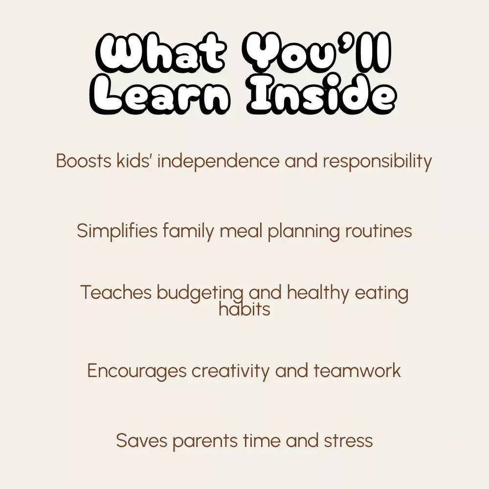 Delegating Meal Planning to Kids | Printable Family Guide, eBook & Checklist for Teaching Kids Meal Planning, Nutrition & Responsibility | Digital Download for Parents