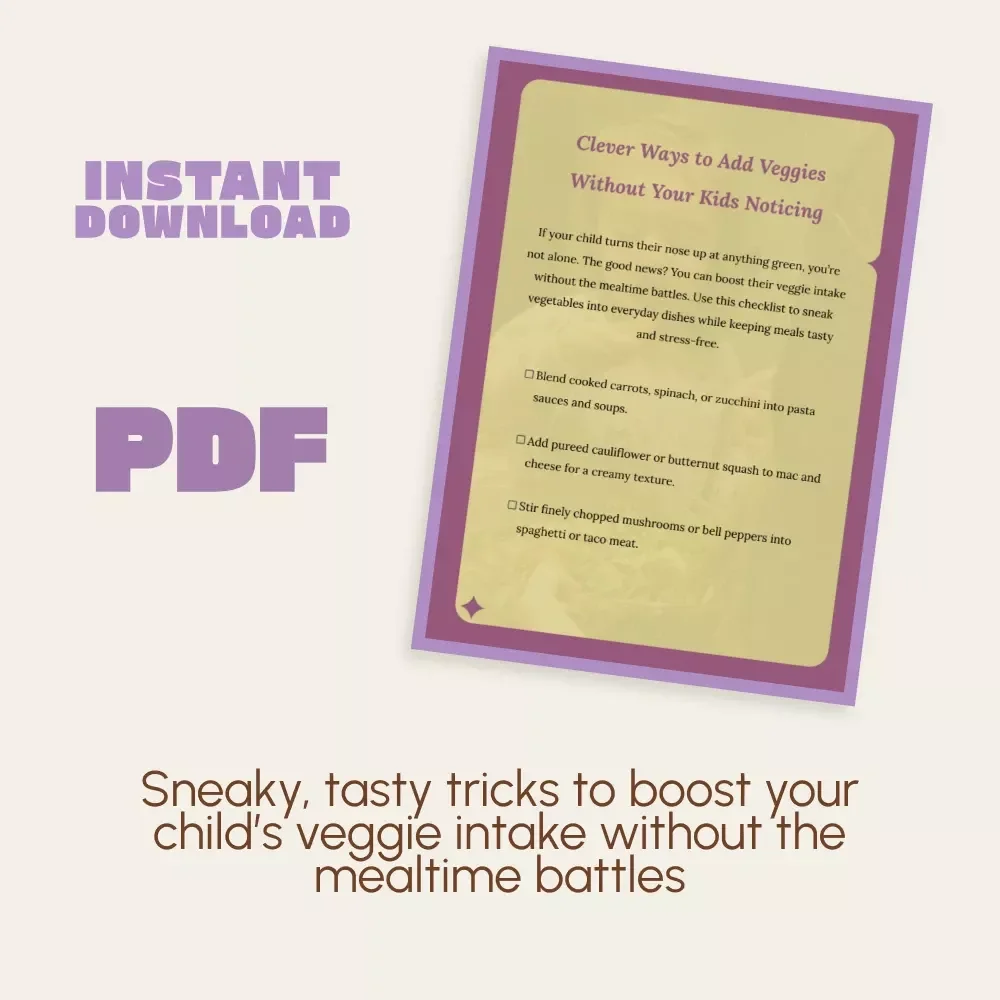 Clever Ways to Add Veggies Without Your Kids Noticing | Printable Checklist | How to Add Veggies Without Them Noticing | Sneaky Veggie Ideas for Picky Eaters