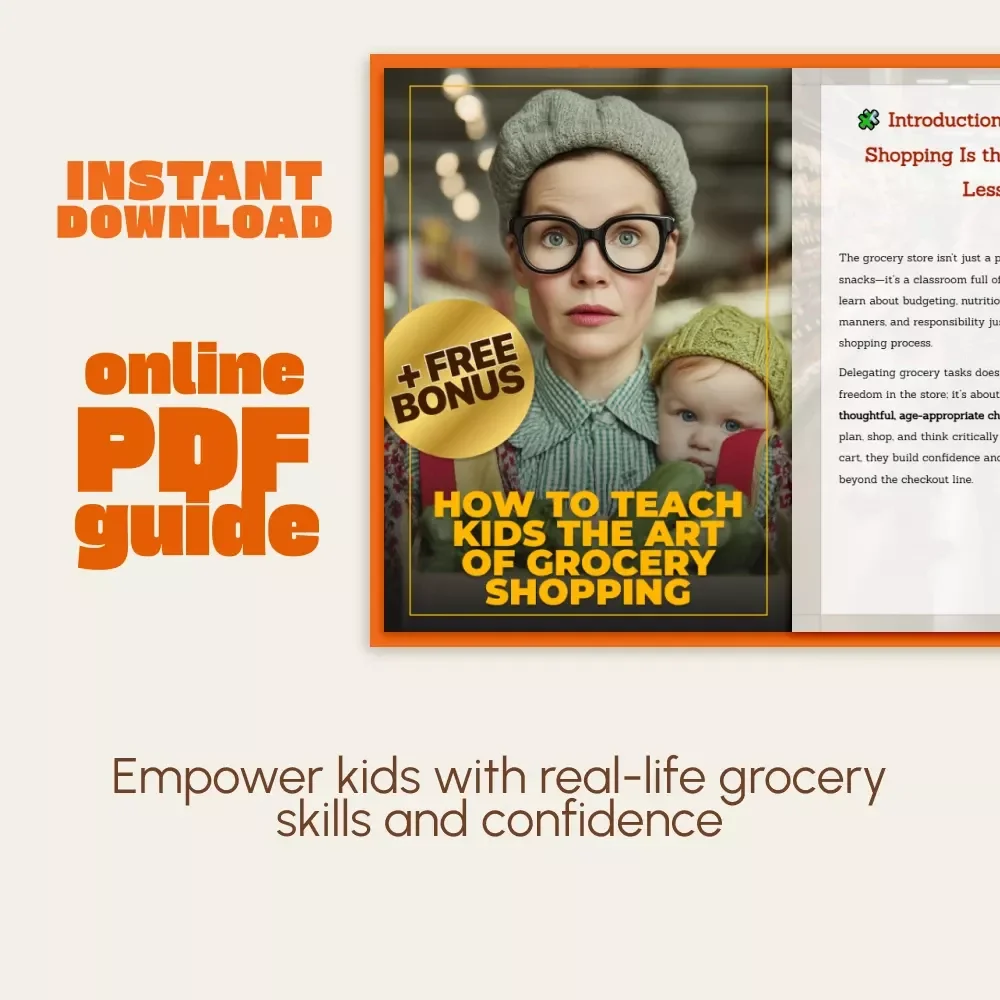 How to Teach Kids the Art of Grocery Shopping | Printable Guide for Parents | Digital Download on How to Delegate Grocery Shopping & Build Life Skills