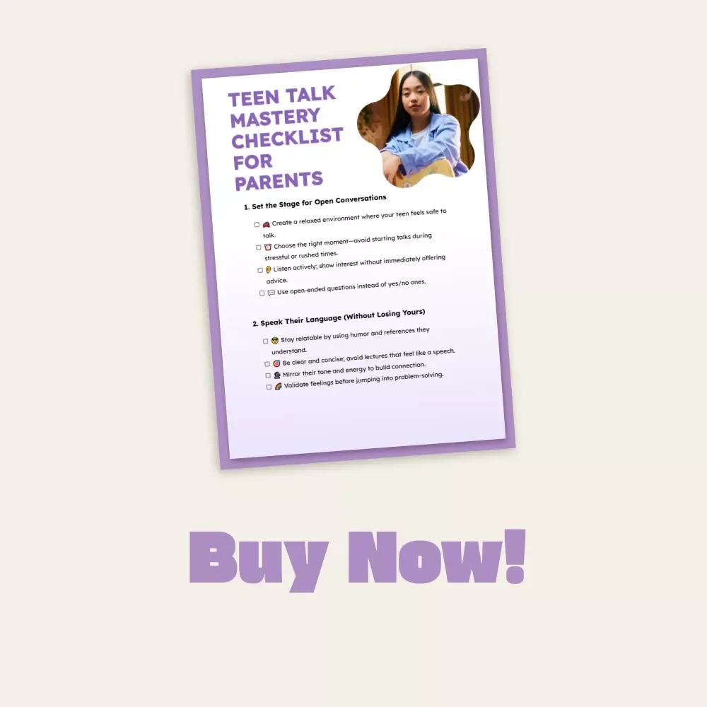Teen Talk Mastery Checklist for Parents | Printable Digital Download | Tips for Effective Communication with Teenagers | Parent-Teen Connection Guide