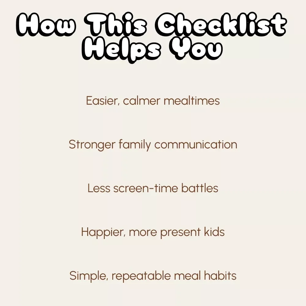 Mindful Meals: The No-Distraction Checklist for Parents | Digital Download | Family Mealtime Guide | Printable Checklist for How to Manage Distractions During Meals | Mindful Parenting Resource