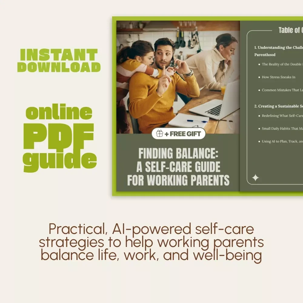 Finding Balance: A Self-Care Guide for Working Parents | Digital Download for Work-Life Wellness, Self-Care Tips for Working Parents, Mental Health and Productivity eBook