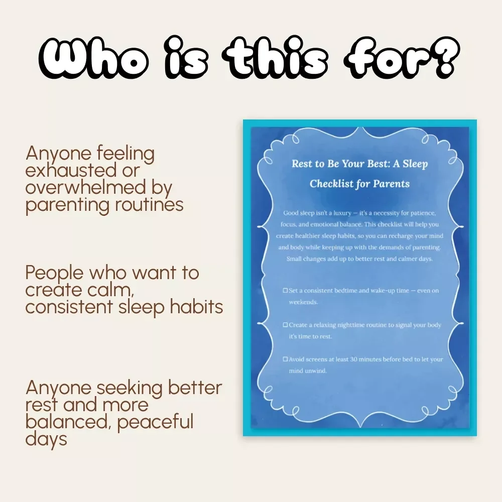 Rest to Be Your Best: A Sleep Checklist for Parents | Printable Sleep Routine Guide | Digital Download Self-Care eBook for Moms and Dads | Better Sleep, Calmer Days