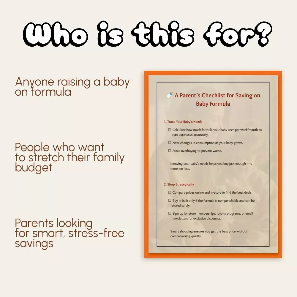 A Parent’s Checklist for Saving on Baby Formula | Printable Digital Download | How to Save on Baby Formula Guide for New Parents, Budgeting Tips, and Smart Shopping Strategies