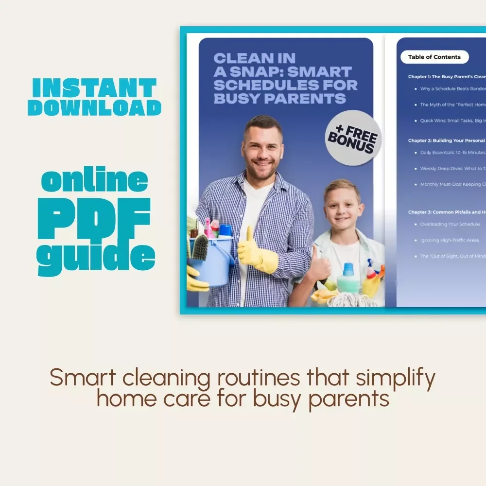 Clean in a Snap: Smart Schedules for Busy Parents | The Ultimate Guide to the Best Cleaning Schedules for Busy Parents | Digital Download Home Organization Planner