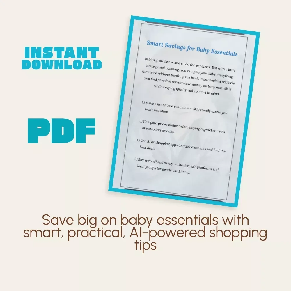 Smart Savings for Baby Essentials | Printable Budget Checklist | Digital Download Guide on How to Save Money on Baby Essentials | New Parent Planning Tool