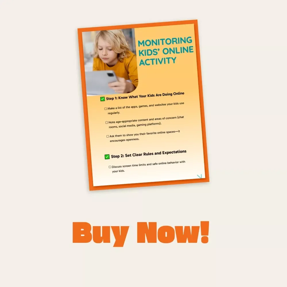 Monitoring Kids’ Online Activity Checklist | Printable Digital Download for Parents | Step-by-Step Guide on How to Monitor Kids' Online Activity Safely