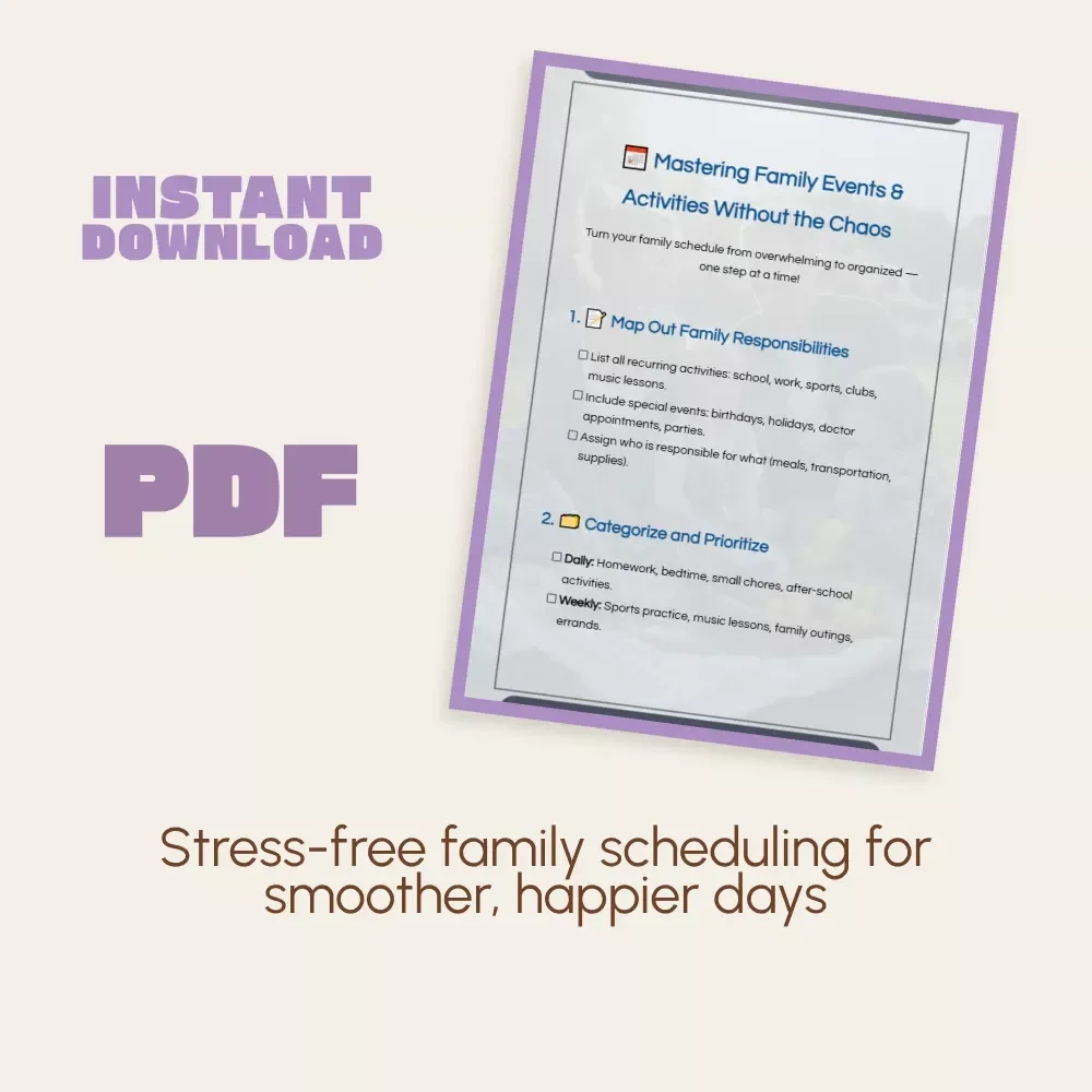 Mastering Family Events & Activities Without the Chaos | Family Planner Checklist | How to Manage Family Events and Activities | Digital Download