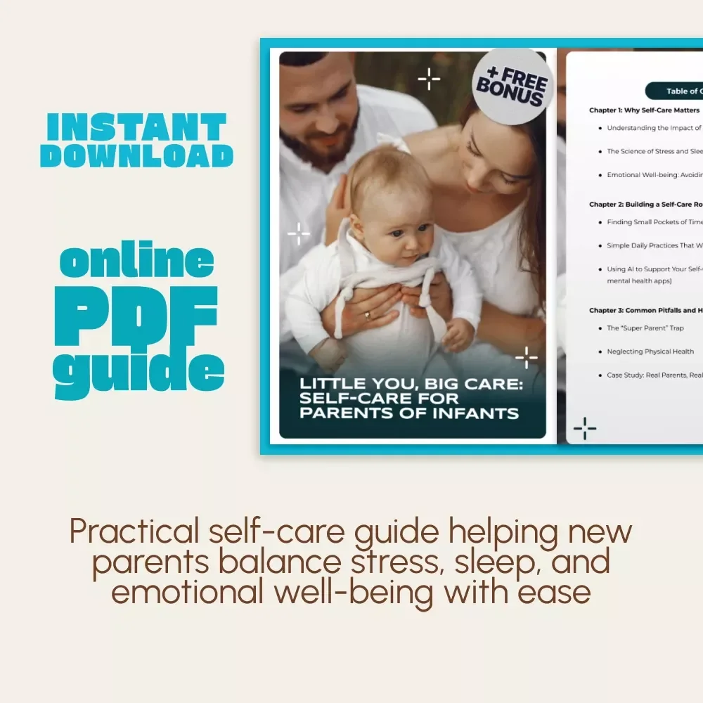 Little You, Big Care: Self-Care for Parents of Infants | Digital Download Self-Care Guide for New Parents, eBook on Mental Health, Journaling, and Stress Relief