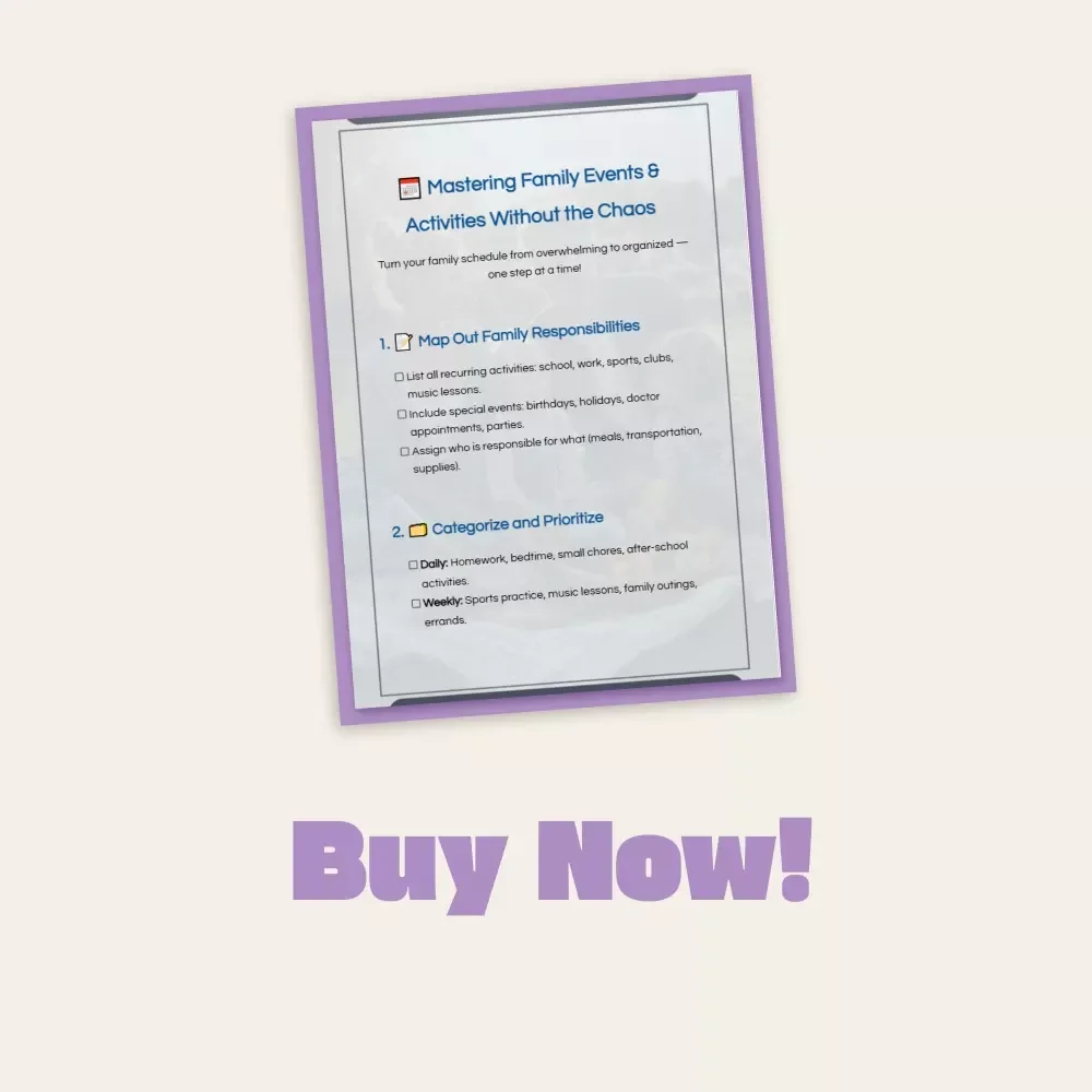 Mastering Family Events & Activities Without the Chaos | Family Planner Checklist | How to Manage Family Events and Activities | Digital Download