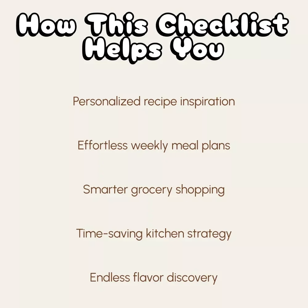 Spice Up Your Meals – Printable AI Meal Planning Checklist | Digital Download for Home Cooks | How to Ask AI for Meal Variety Planners | Culinary Goals & Flavor Preferences Organizer