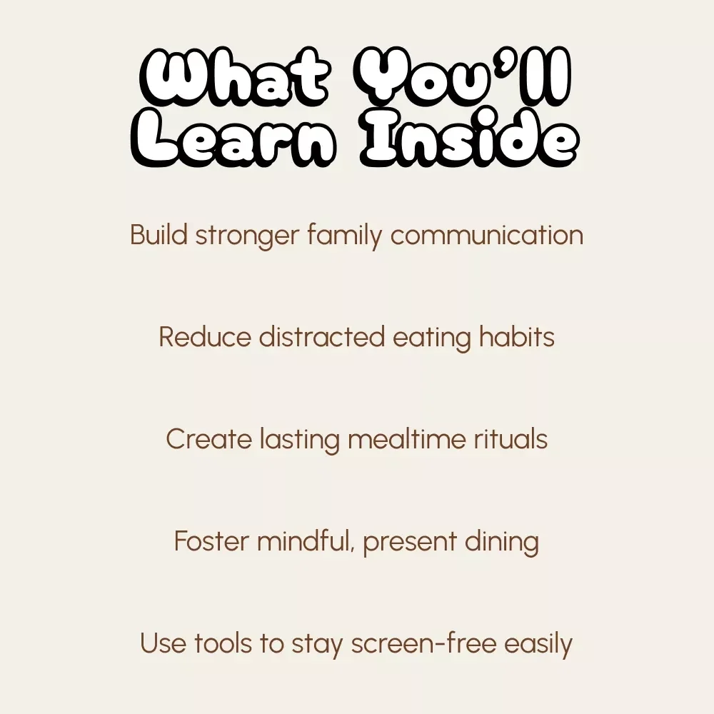 Screen-Free Family Meals | Digital eBook for Parents | Screen Time Rules for Family Meals | Family Connection & Communication Guide