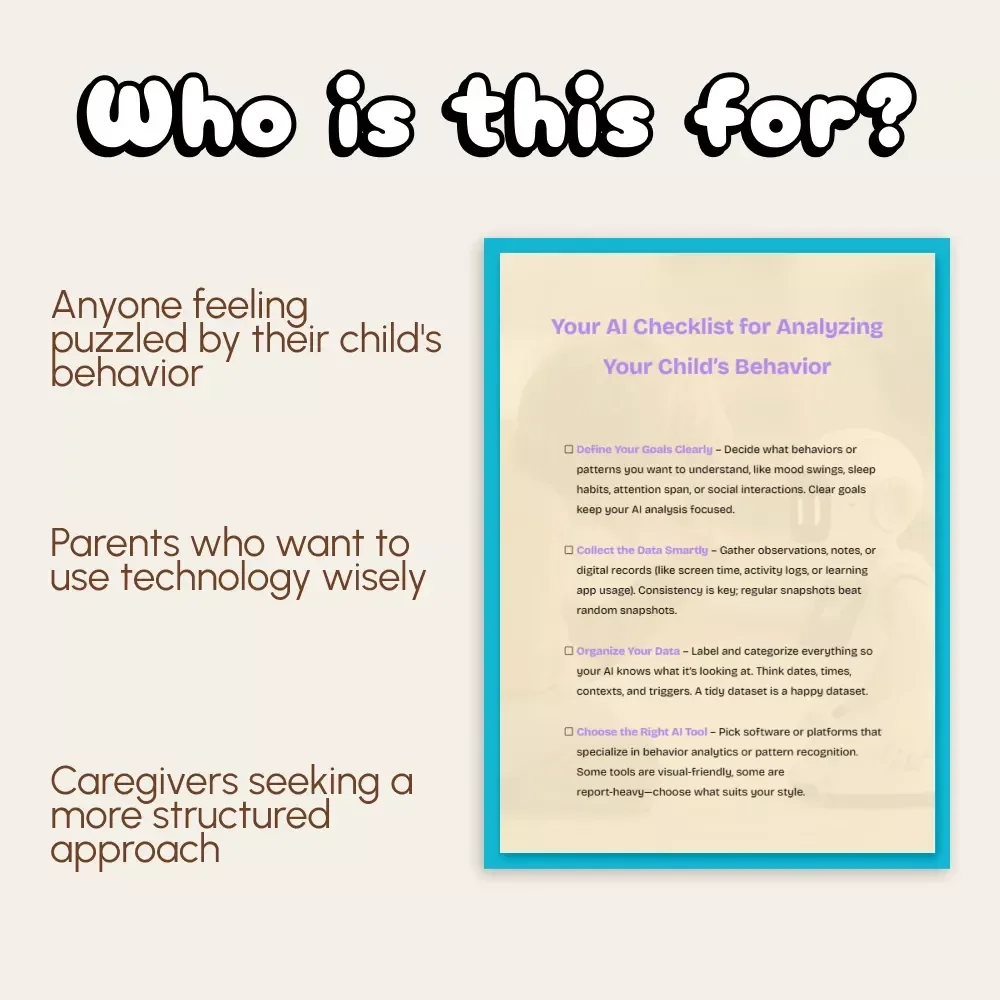 Your AI Checklist for Analyzing Your Child’s Behavior | Digital Download | Guide on How to Use AI to Analyze Child's Behavior Data