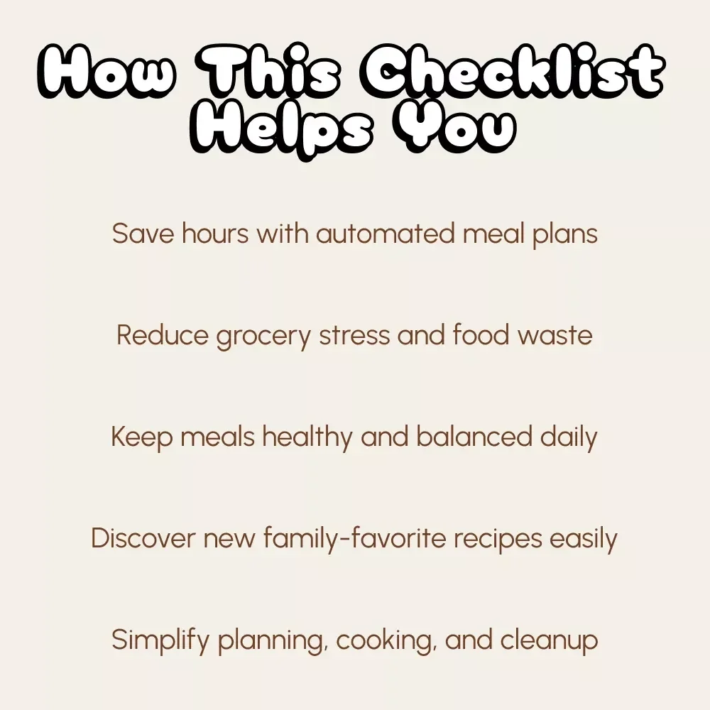 Family Meals Made Easy with AI | Digital Checklist for Busy Families | How to Use AI to Organize a Family Meal Plan