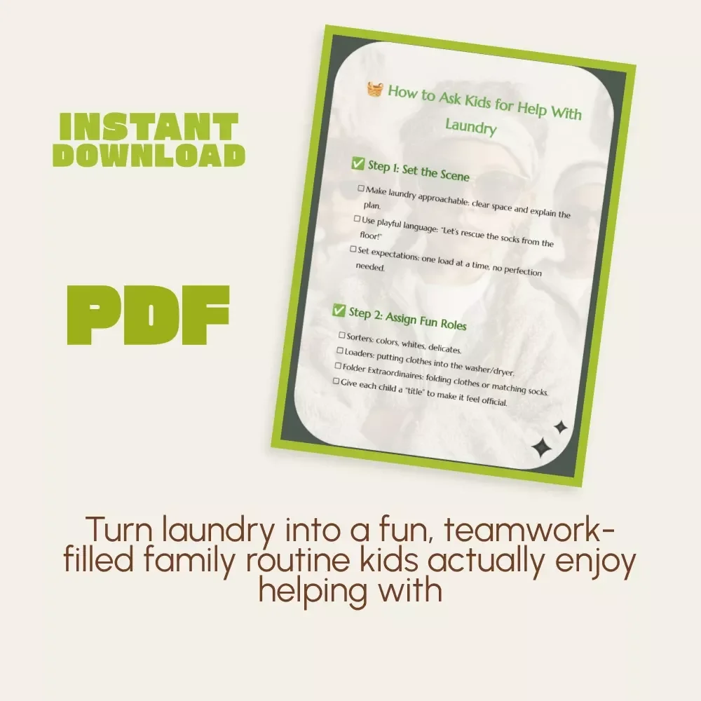 How to Ask Kids for Help With Laundry | Printable Guide for Parents | Fun Family Chores eBook | Kids Laundry Checklist | AI Laundry Tips for Families