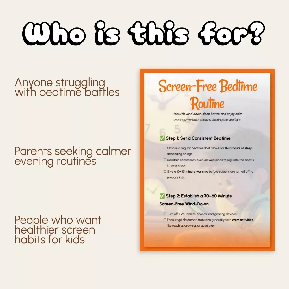 Screen-Free Bedtime Routine | Printable Checklist for Parents | Digital Download | How to Create a Screen-Free Bedtime Routine for Kids and Families