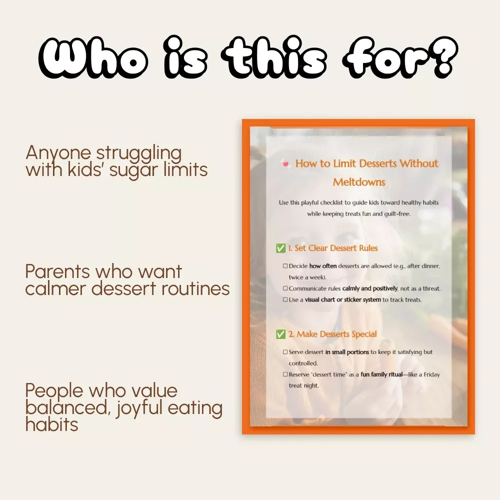 How to Limit Desserts Without Meltdowns | Printable Checklist for Parents | Positive Parenting Guide | Digital Download on How to Limit Desserts Without Fights