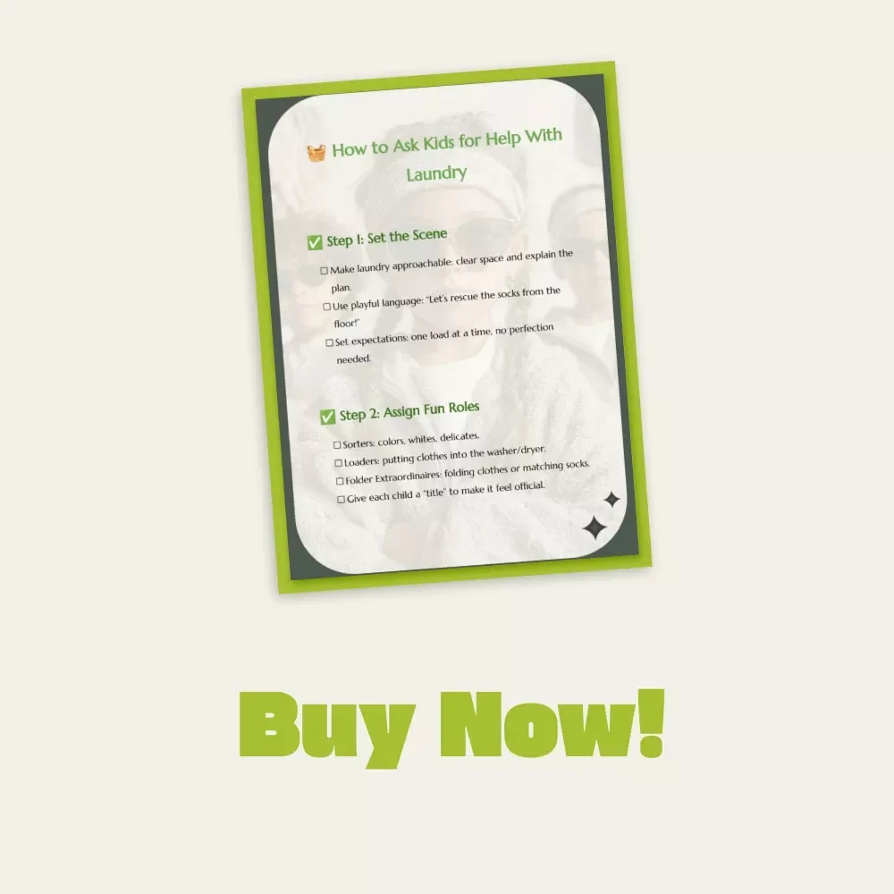 How to Ask Kids for Help With Laundry | Printable Guide for Parents | Fun Family Chores eBook | Kids Laundry Checklist | AI Laundry Tips for Families