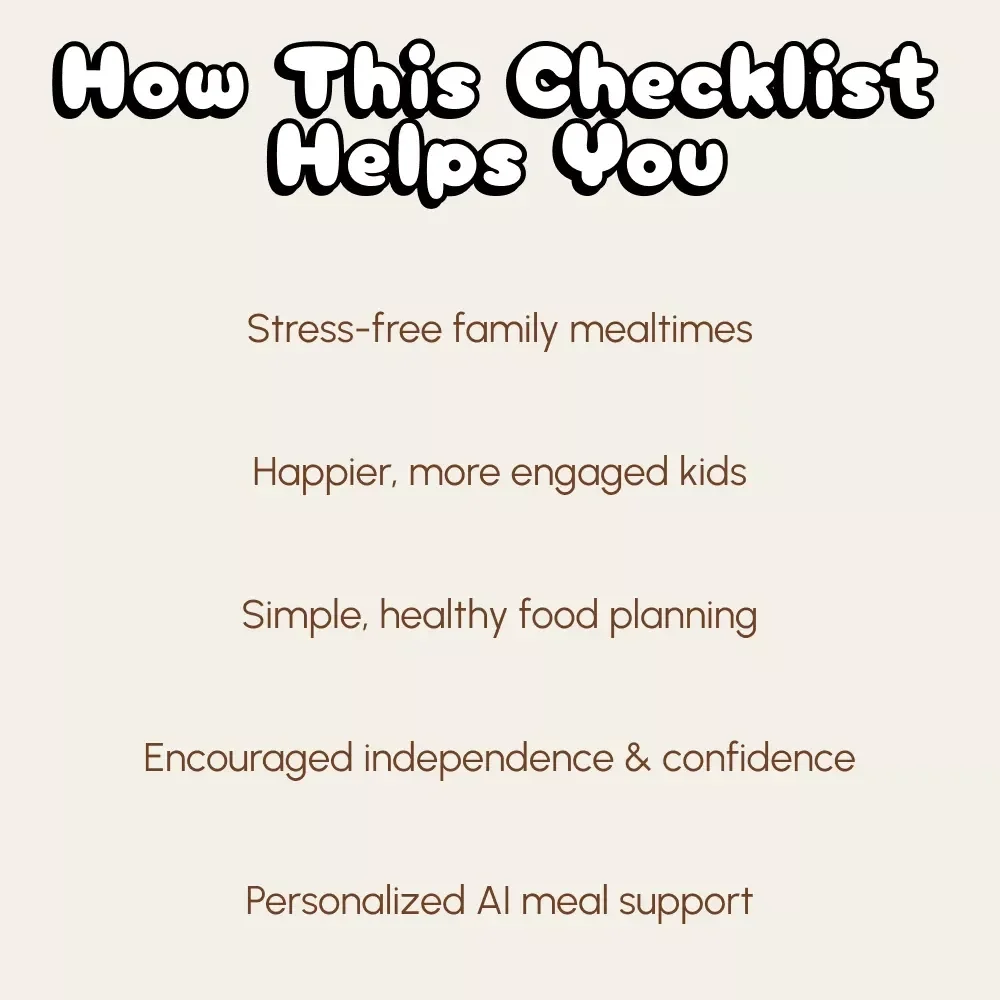 The Calm & Happy Mealtime Checklist | Digital Download for Parents | How to Make Mealtimes Less Stressful | Printable Family Routine Guide for Kids