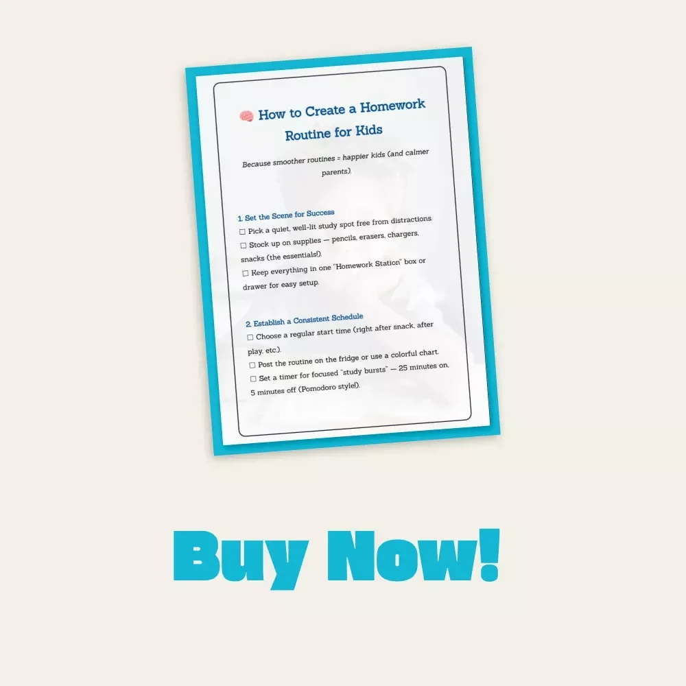 How to Create a Homework Routine for Kids – Printable Checklist | Digital Download for Parents & Teachers | Step-by-Step Guide to Better Study Habits