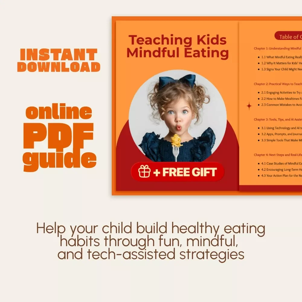 Teaching Kids Mindful Eating | Printable Digital Guide for Parents | How to Encourage Mindful Eating in Kids | eBook for Healthy Family Habits