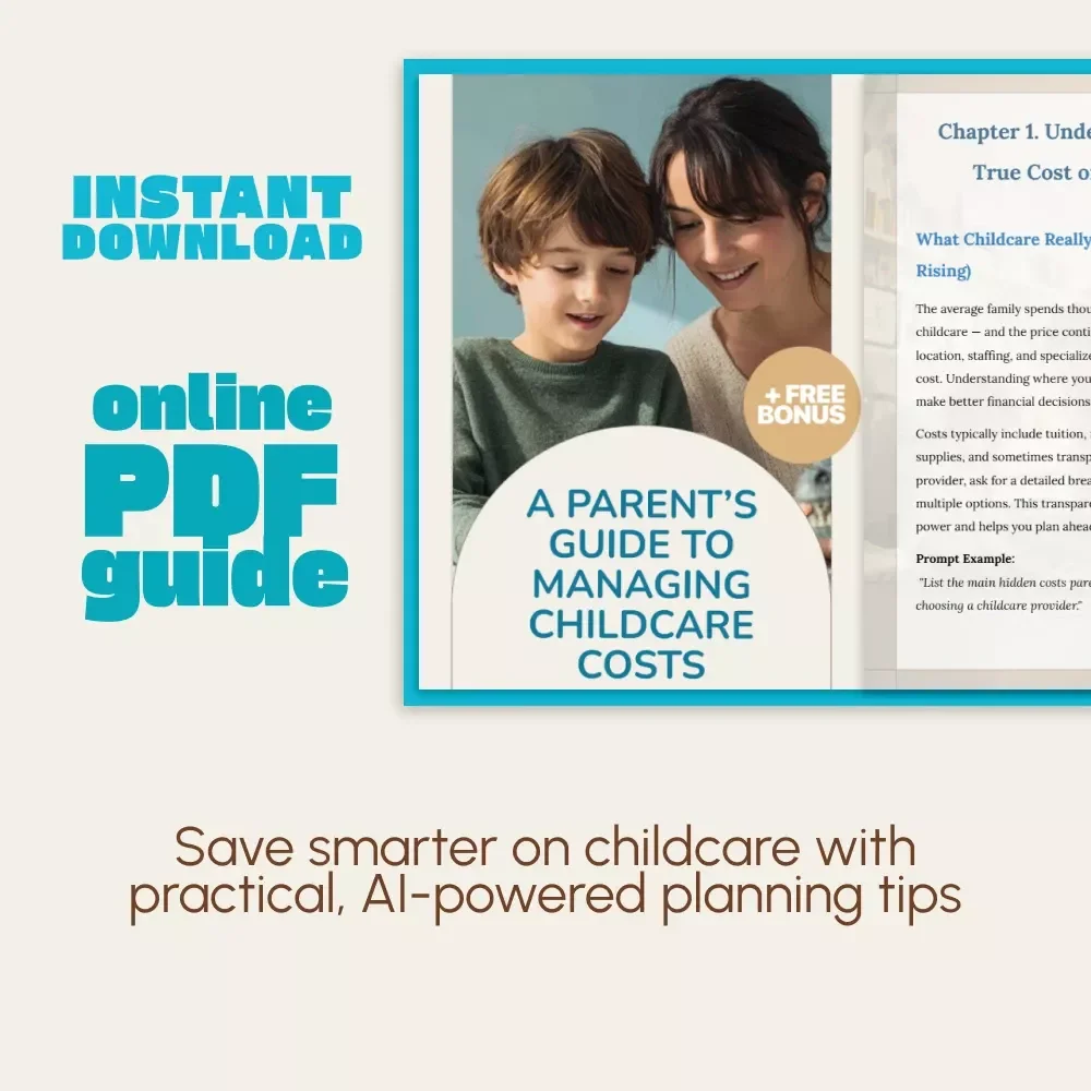 A Parent’s Guide to Managing Childcare Costs | Printable Budget Guide & eBook for Families | How to Manage Childcare Costs, Plan Ahead, and Save Smarter