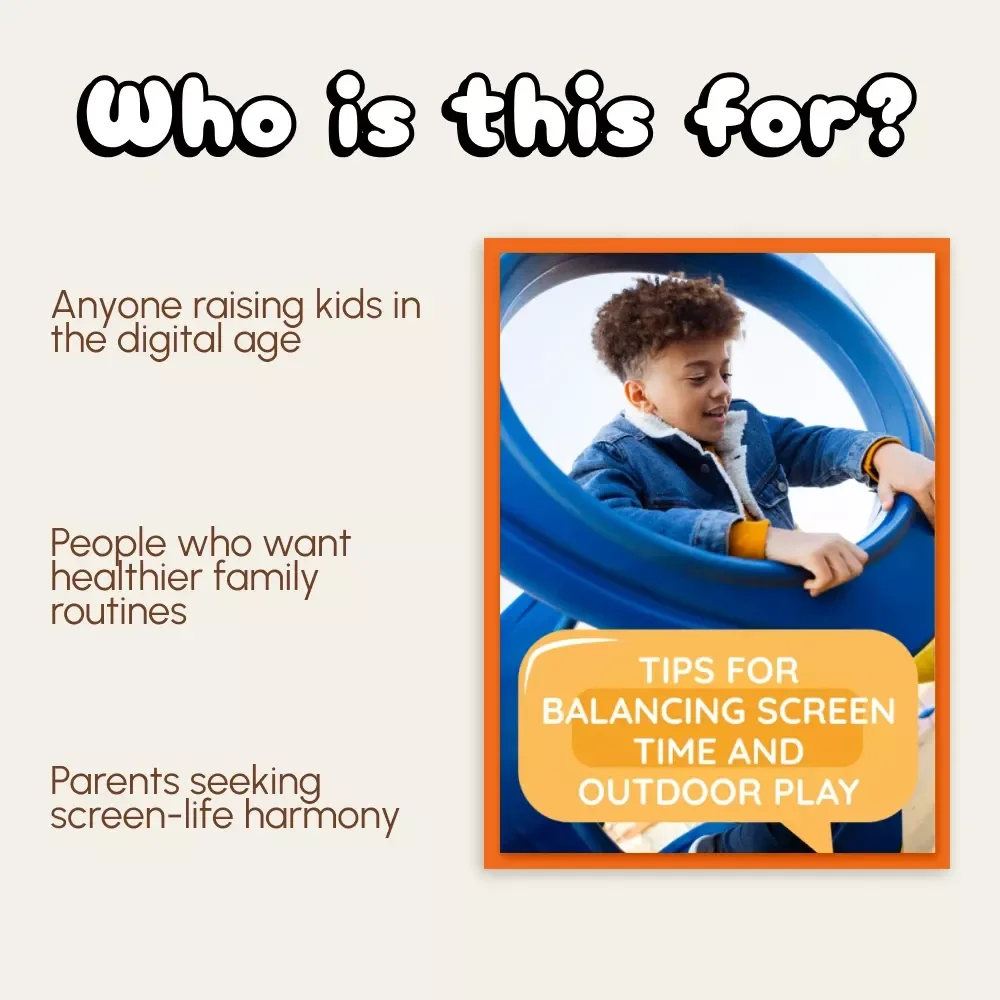Tips for Balancing Screen Time and Outdoor Play | Digital Parenting Guide for Healthy Habits, Outdoor Fun, and Screen Time Balance Strategies | Printable Family Guide & Instant Download