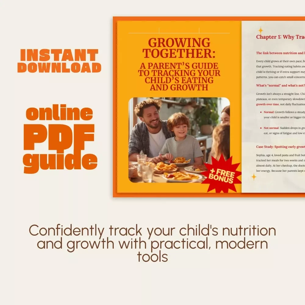 Growing Together: A Parent’s Guide to Tracking Your Child’s Eating and Growth | Digital Download for Child Nutrition, Growth Charts & Food Journaling