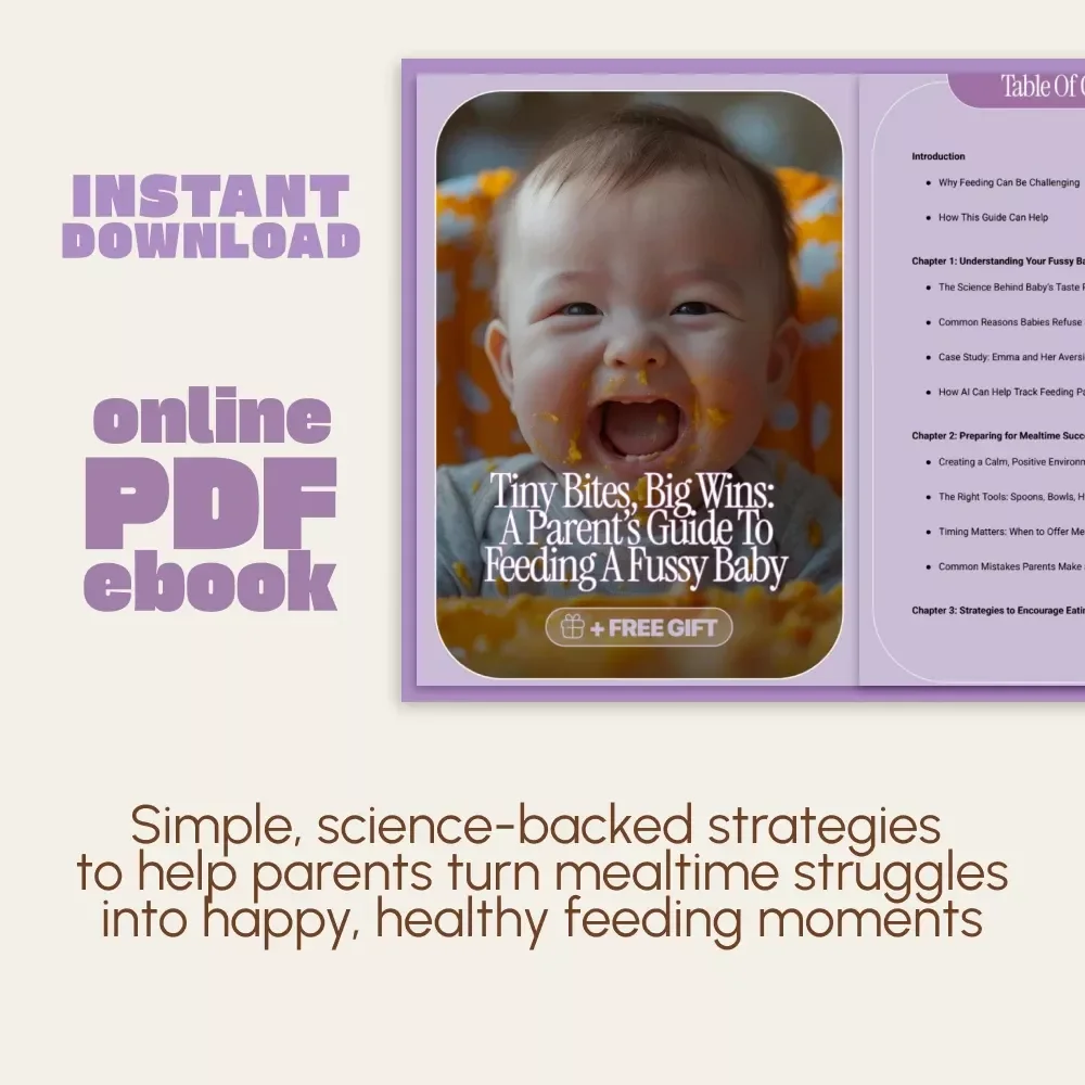 Tiny Bites, Big Wins: A Parent’s Guide to Feeding a Fussy Baby | Practical eBook for New Parents | Learn How to Feed a Fussy Baby with Confidence and Ease | Digital Download Guide for Calm Mealtimes and Happy Babies