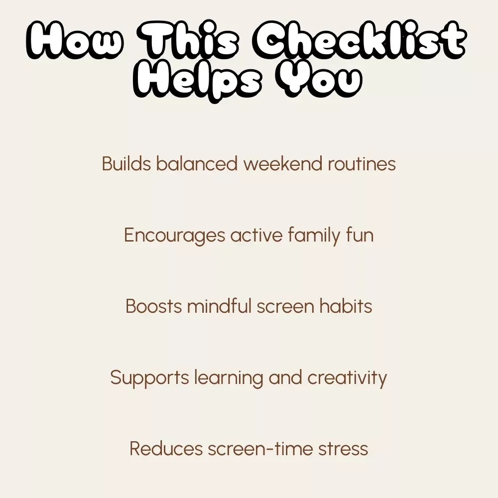 Weekend Screen Time Rules for Kids Checklist | Printable Digital Download | Family Screen Time Planner | Screen Time Rules for Weekends | Healthy Tech Habits for Children