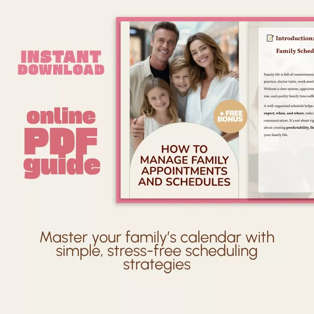 How to Manage Family Appointments and Schedules Guide | Digital Family Planner | Time Management eBook for Busy Parents