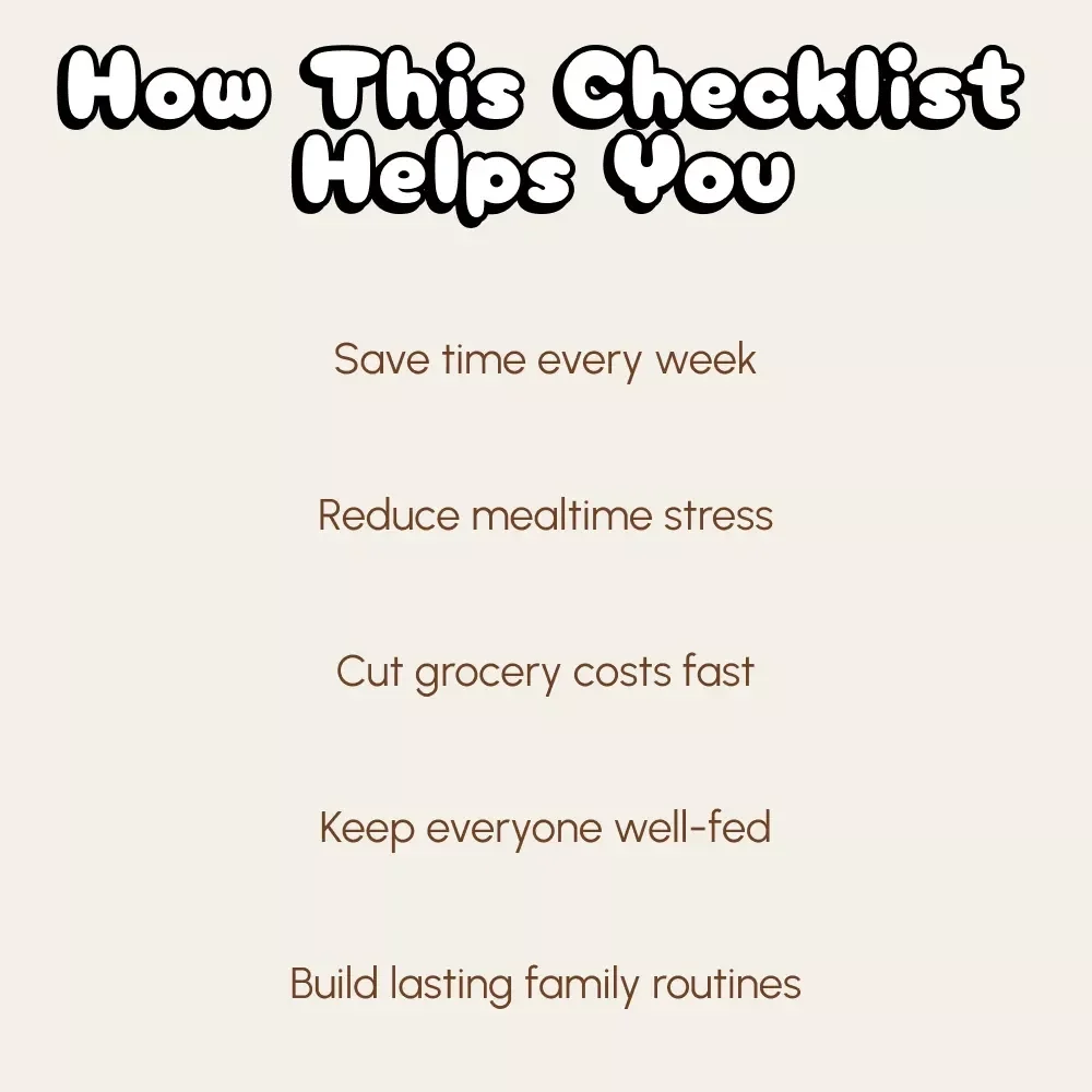 The Ultimate Busy-Family Meal Planning Checklist: Stress Less, Eat More! | Printable Digital Download | Family Meal Planner | Meal Prep Organizer for Moms & Dads | Editable eBook & Checklist