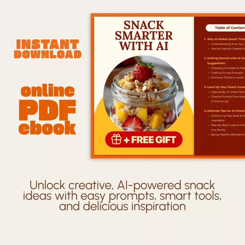 Snack Smarter with AI | Digital Download Guide for Creative Snack Ideas, AI Snack Planner, and Healthy Inspiration for Foodies & Creators
