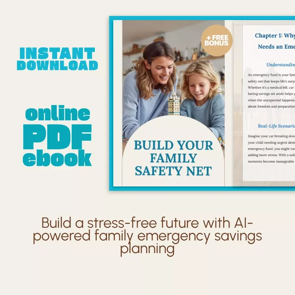 Build Your Family Safety Net | How to Create a Family Emergency Fund eBook | Digital Download Guide for Financial Preparedness, AI Savings Plan & Budgeting Tips