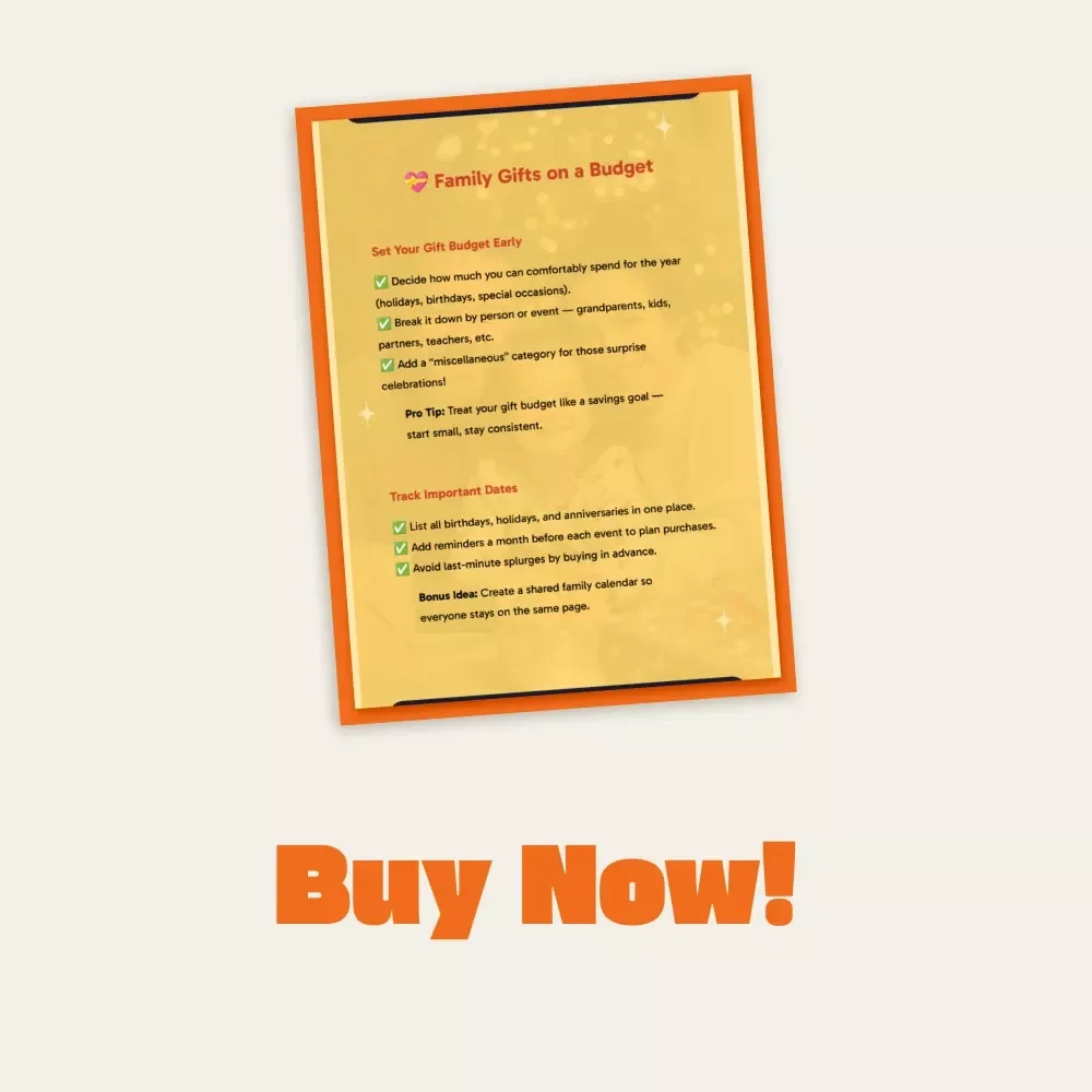 Family Gifts on a Budget | Printable Checklist for Smart Gifting | Digital Download for How to Budget for Family Gifts, Save Money & Stay Organized