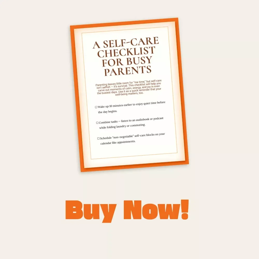 A Self-Care Checklist for Busy Parents | Printable Wellness Guide for Moms & Dads | Digital Download | How to Find Time for Self-Care as a Parent