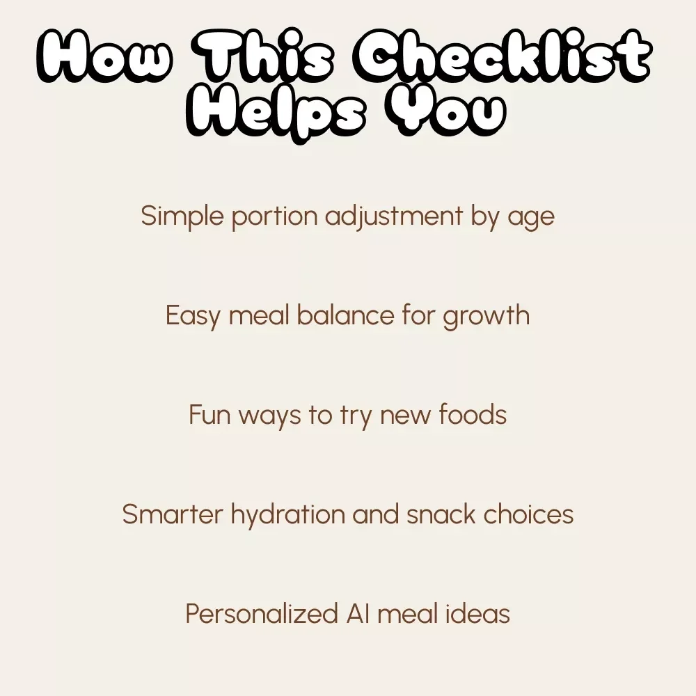 Adapting Your Child’s Diet as They Grow | Printable Nutrition Checklist for Parents | How to Change Diet as Child Grows | Healthy Meal Planning Guide