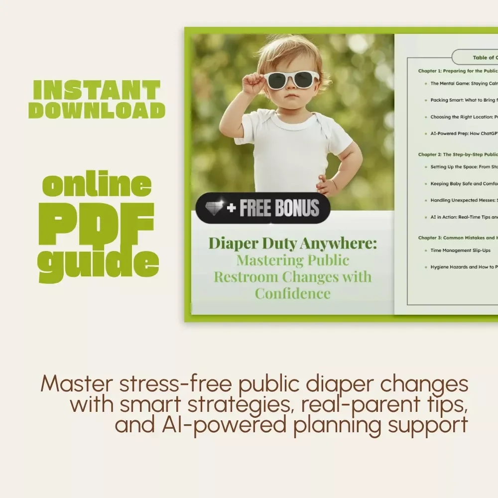 Diaper Duty Anywhere: Mastering Public Restroom Changes with Confidence | How to Change a Diaper in Public Restroom | Digital Parenting Guide for New Moms and Dads | Printable Baby Care eBook for Travel & On-the-Go Parents