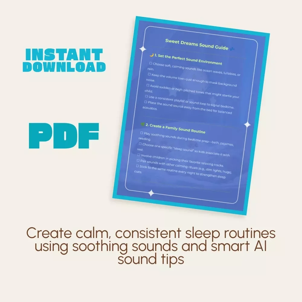 Sweet Dreams Sound Guide | Baby Sleep eBook, Calming Bedtime Sound Routine, AI Sleep Soundscape Tips, Toddler Sleep Aid Checklist, Instant Digital Download
