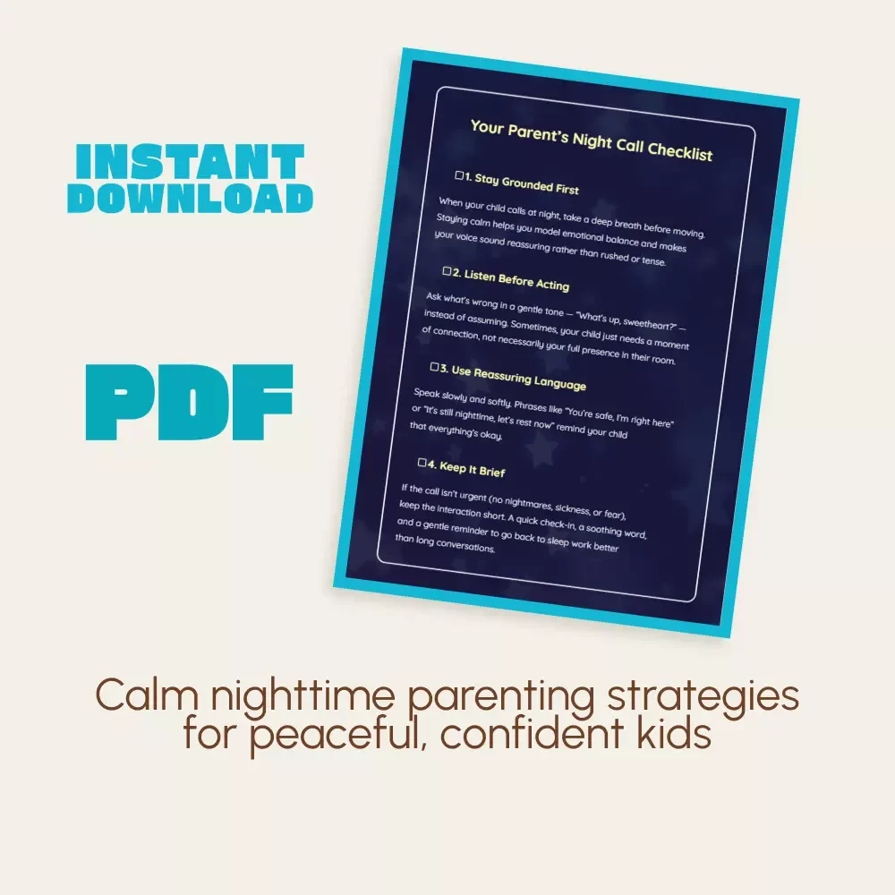 Your Parent’s Night Call Checklist | Printable Digital Download for Calm Nighttime Parenting | Gentle Sleep Support & How to Respond to Child Calling You at Night Guide