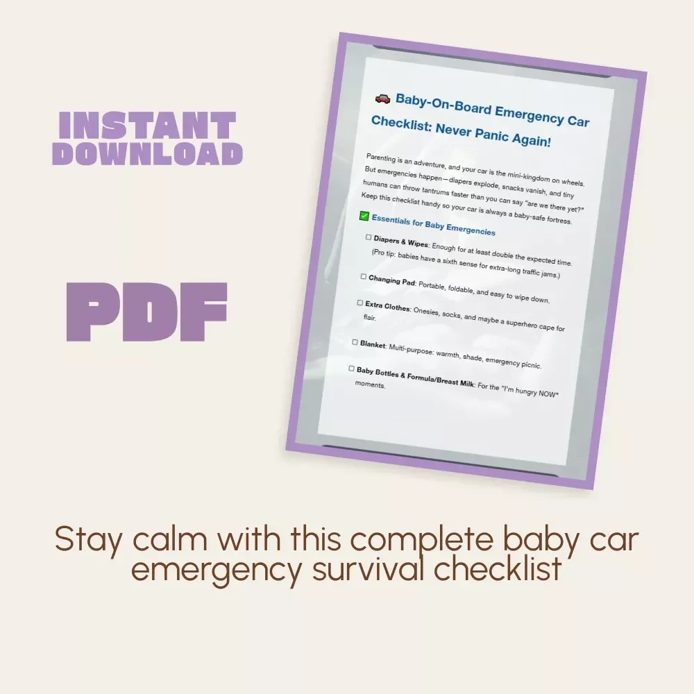 Baby-On-Board Emergency Car Checklist: Never Panic Again! | Printable Baby Travel Safety Guide | Digital Download | what emergency supplies to keep in car with baby