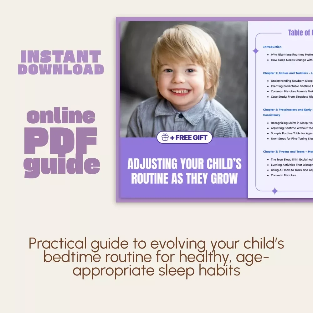 Adjusting Your Child’s Routine as They Grow – A Parent’s Guide to When to Adjust Nighttime Routine by Age | Printable Digital Download, Sleep Schedule eBook for Every Stage