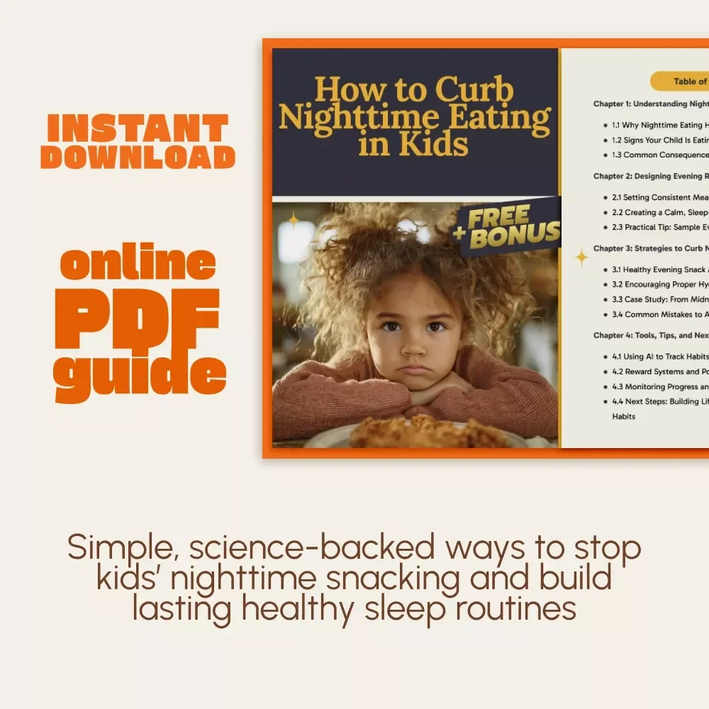 How to Curb Nighttime Eating in Kids | Digital Parenting Guide for Healthy Sleep & Nutrition Habits | Printable eBook & Instant Download