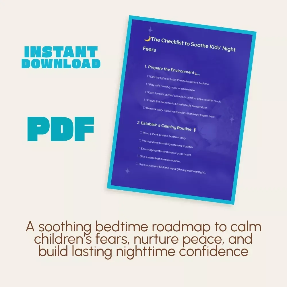 The Checklist to Soothe Kids’ Night Fears | Printable Guide for Parents | How to Calm Kids with a Night Fear | Bedtime Routine & Comfort Tools