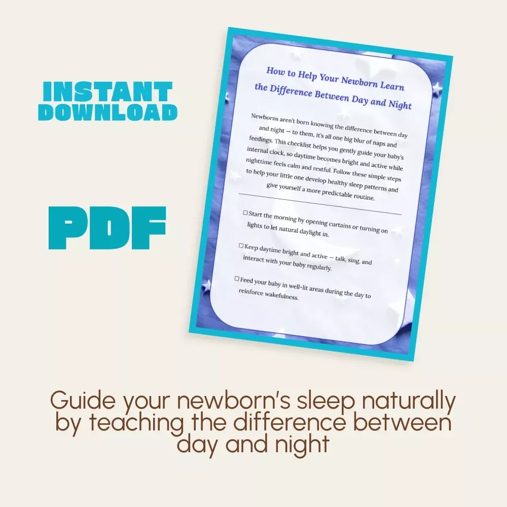 How to Help Your Newborn Learn the Difference Between Day and Night | Gentle Baby Sleep Routine Checklist | Printable Digital Download | how to teach newborn day vs night
